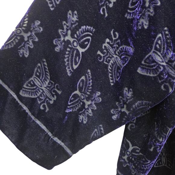 Chico’s Purple Velvet Burnout Jacket Short Open Kimono Aztec Art Print SZ 3 (XL) - Picture 3 of 12